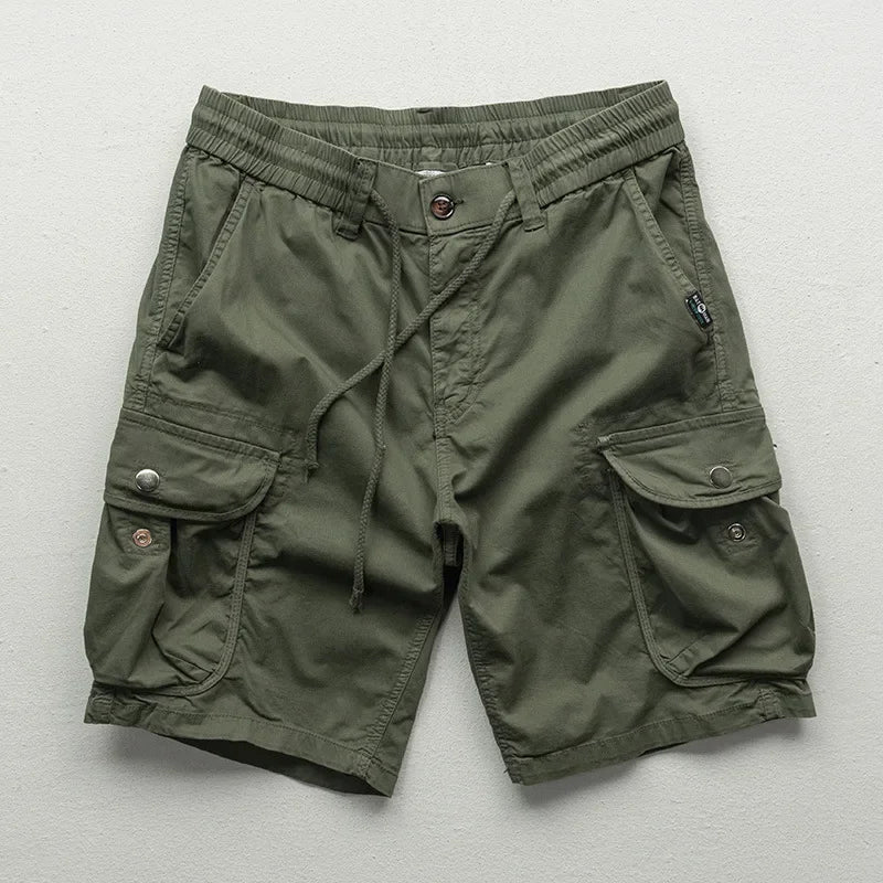 Comfortable grey men's relaxed fit cargo shorts, perfect for everyday wear & casual summer style.