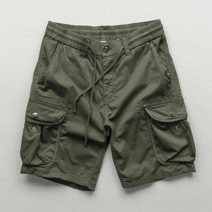 Comfortable grey men's relaxed fit cargo shorts, perfect for everyday wear & casual summer style.
