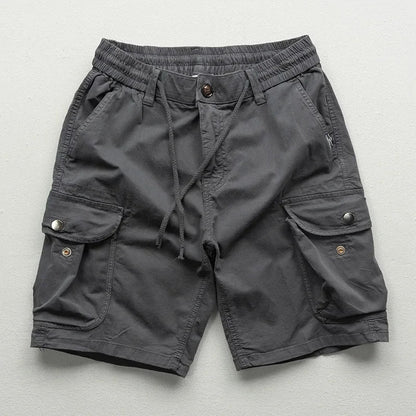 Versatile black men's relaxed fit cargo shorts, ideal for outdoor activities & casual summer style.