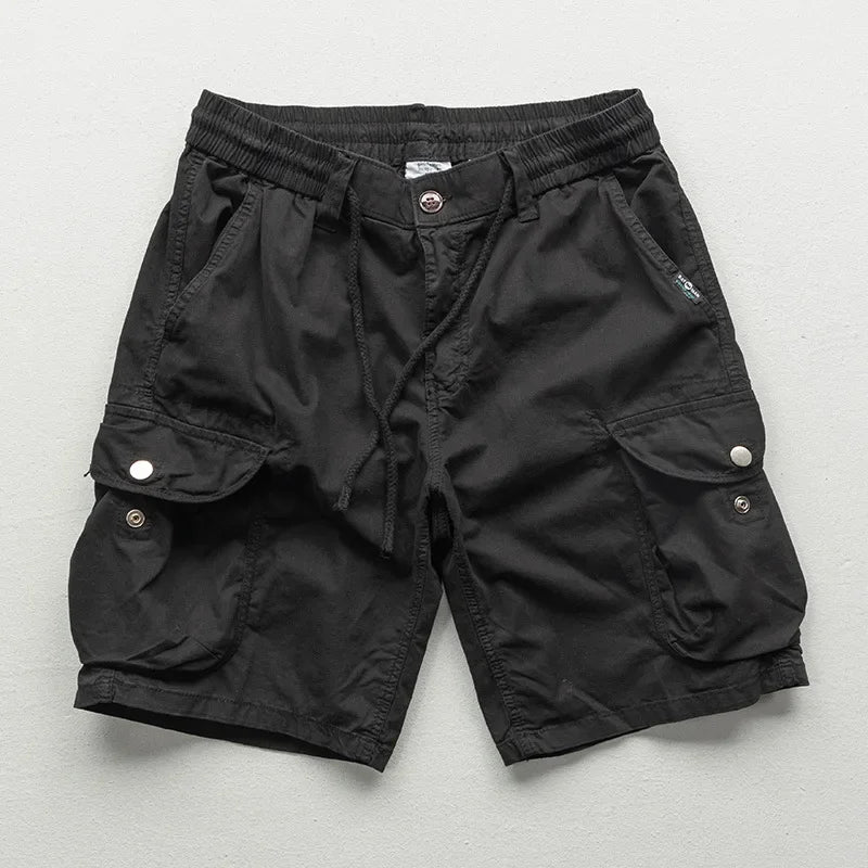 Men's relaxed fit cargo shorts, available in multiple colors, featuring a drawstring waist for ultimate everyday comfort.