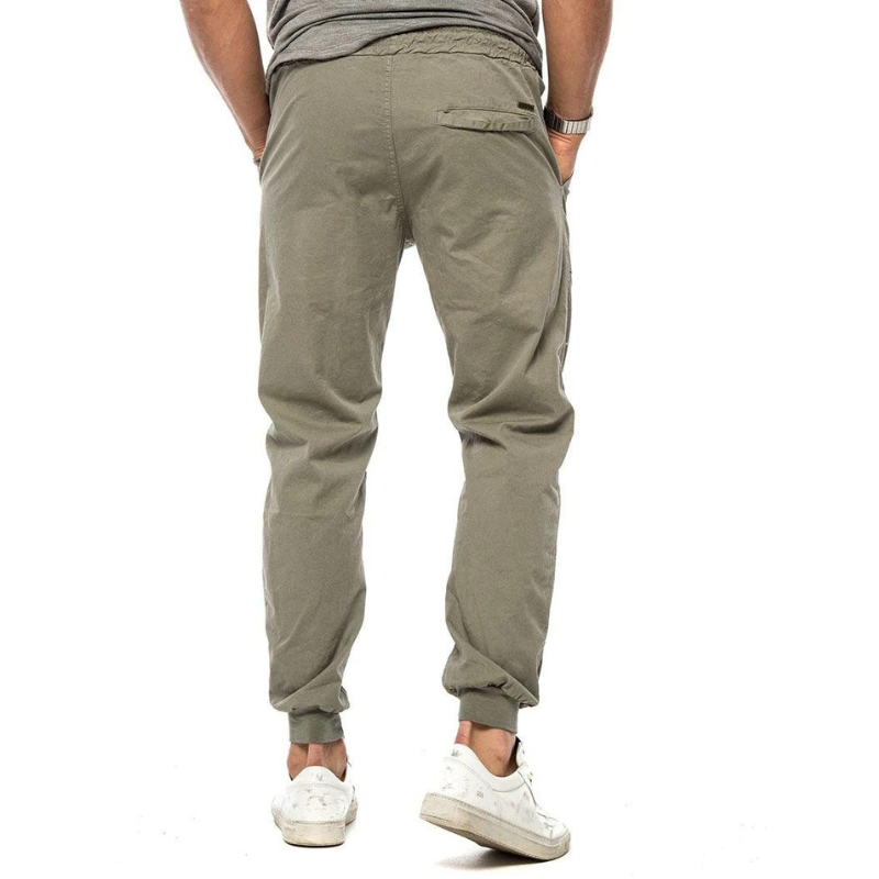 Easy care men's relaxed fit linen blend joggers, offering comfort and modern casual style.
