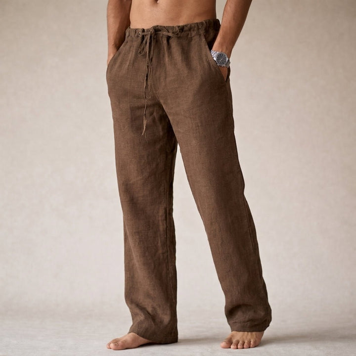 Versatile men's linen drawstring pants, relaxed fit for ultimate comfort in any casual setting.