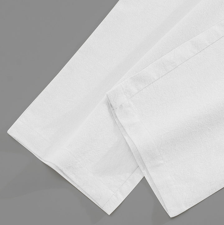 Breathable men's relaxed fit linen shirt & drawstring pants set, perfect for stylish, comfortable summer looks.