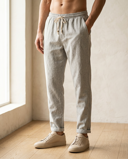 Men's casual linen pants, breathable and soft, perfect for everyday warm weather.