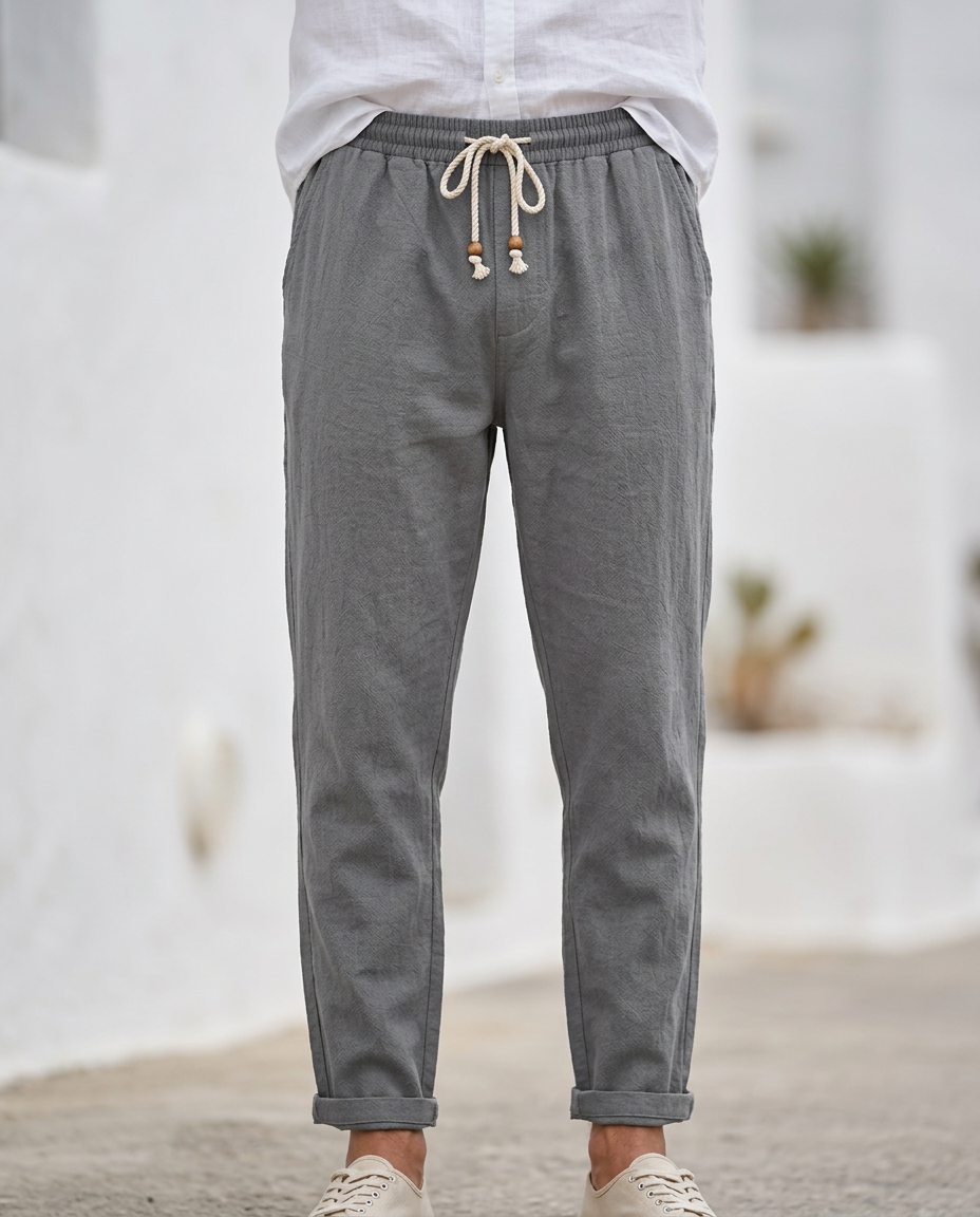 Summer-ready men's linen trousers, relaxed fit, breathable design, ultimate comfort.
