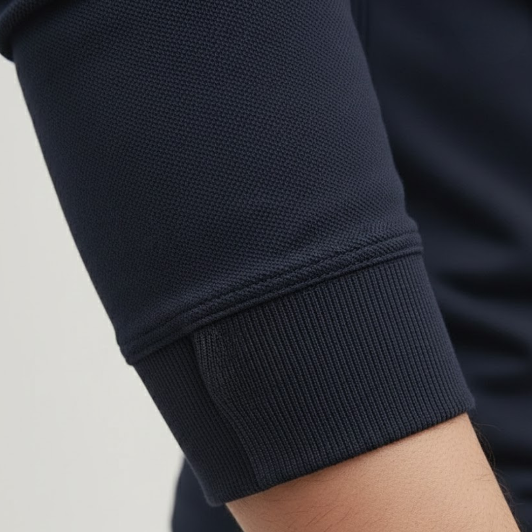 Stylish men's long sleeve polo shirt, solid color, loose fit. Ideal for casual fashion & everyday comfort.