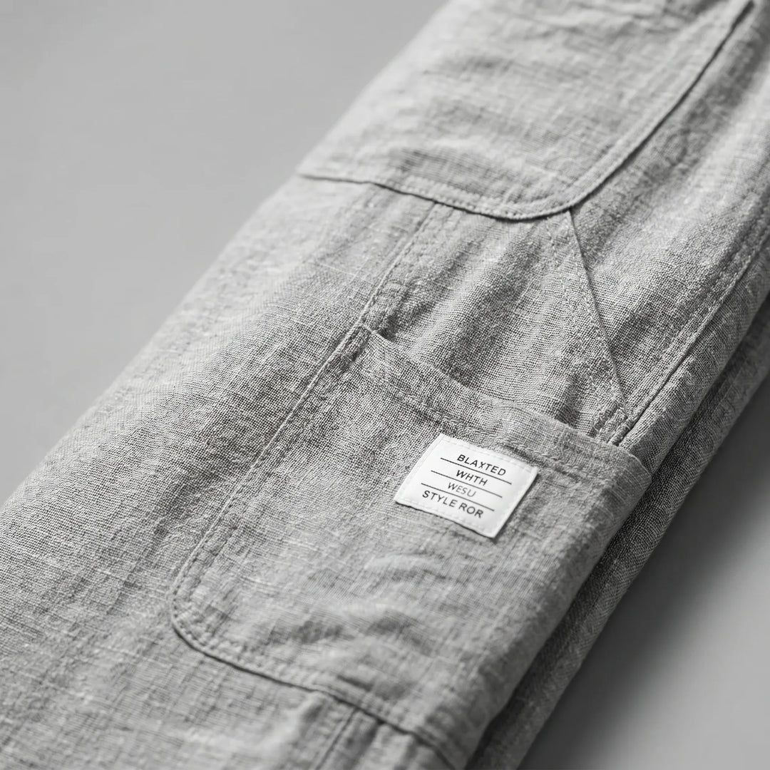 Comfortable men's loose fit straight-leg pants. Relaxed casual style with drawstring waist, perfect for summer.