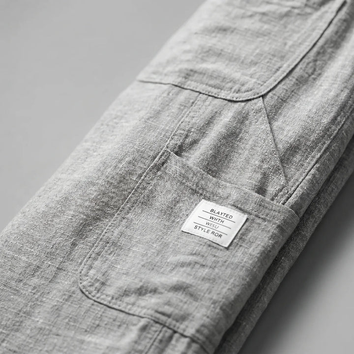 Comfortable men's loose fit straight-leg pants. Relaxed casual style with drawstring waist, perfect for summer.