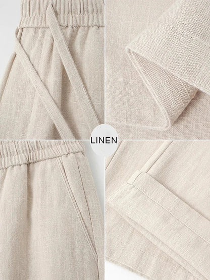 Close-up of men's relaxed fit lounge pants showing comfortable elastic waist & adjustable drawstring.