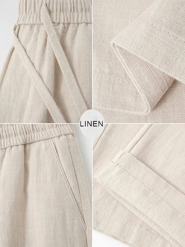 Close-up of men's relaxed fit lounge pants showing comfortable elastic waist & adjustable drawstring.