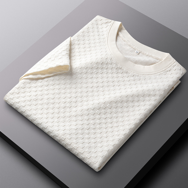 Close-up of soft fabric on a men's relaxed fit loungewear set, highlighting comfort and quality casual apparel.