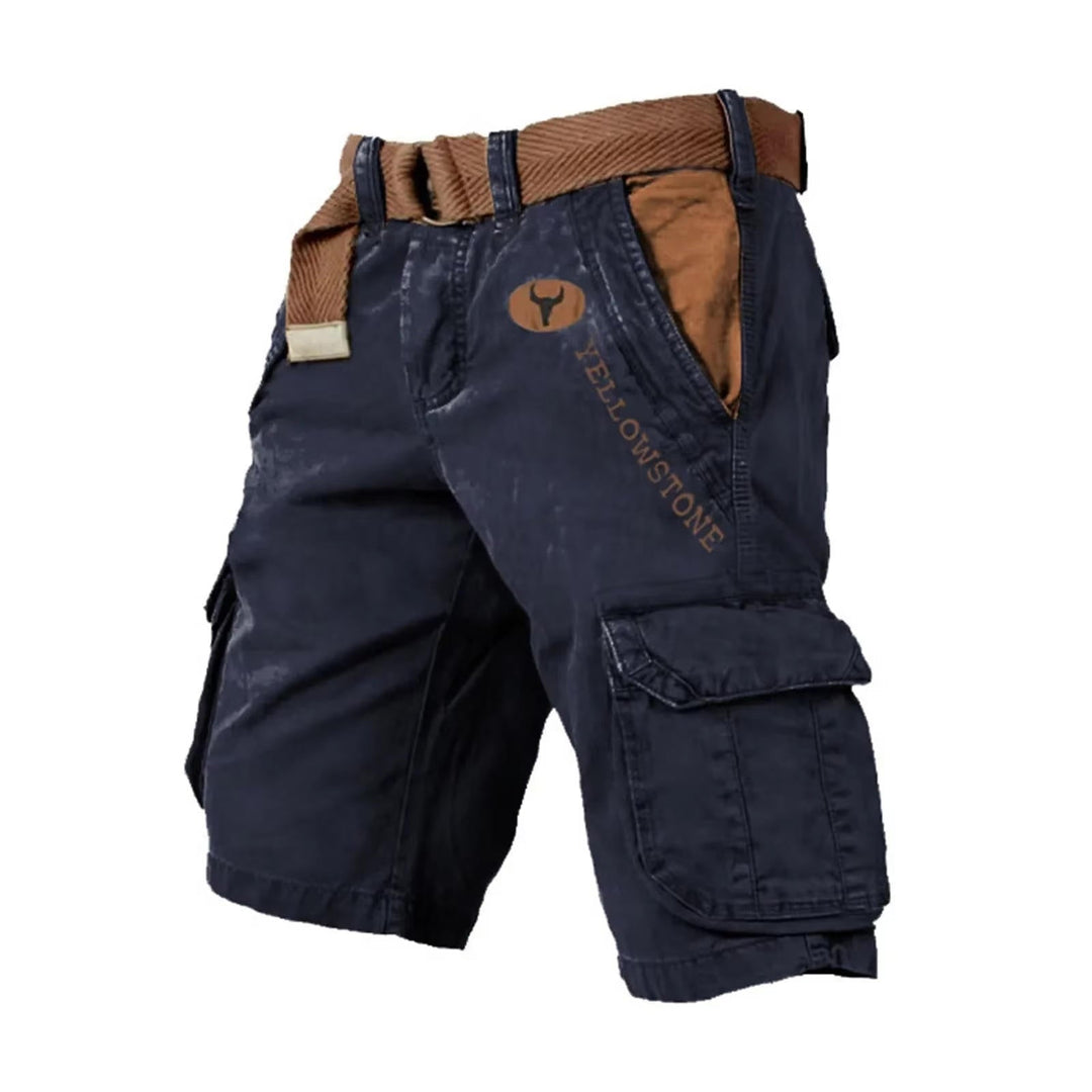 Stylish men's relaxed fit multi-pocket cargo shorts, versatile for casual & outdoor summer fashion.
