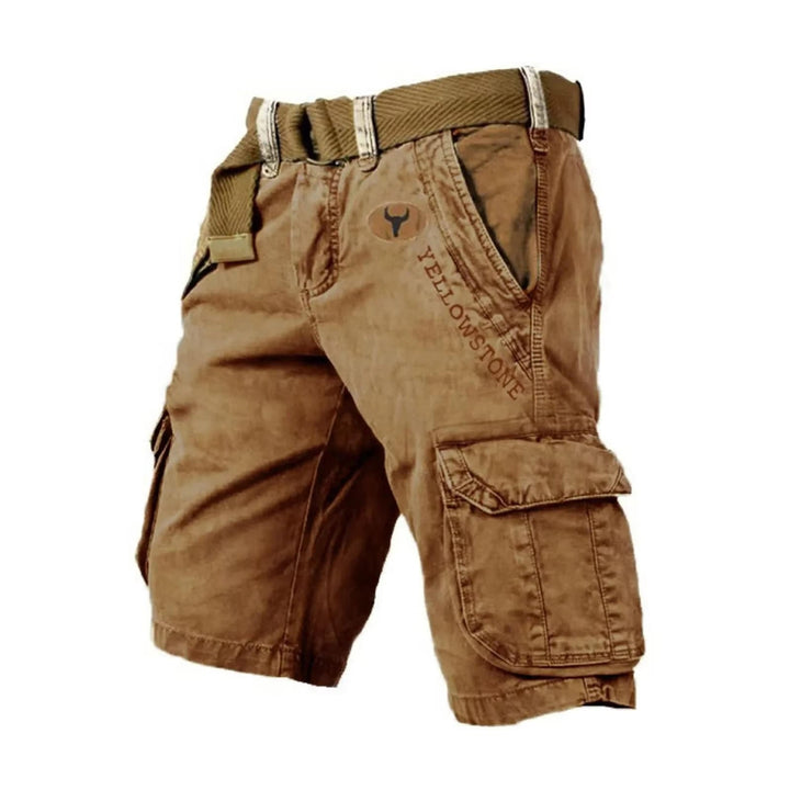 Practical men's multi-pocket cargo shorts, relaxed fit for essential storage & outdoor summer comfort.