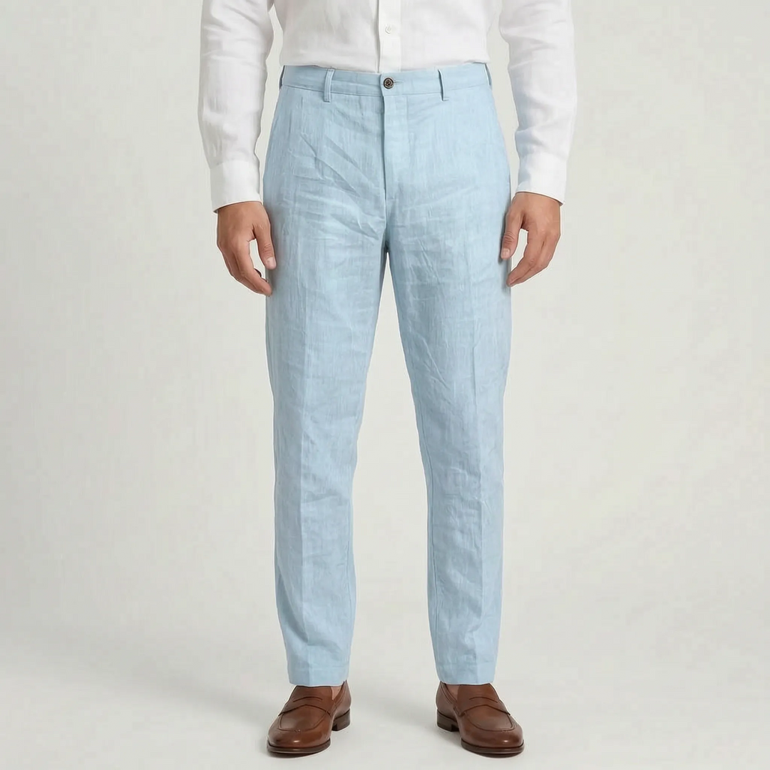 Stylish men's relaxed fit office pants, perfect for warm weather and versatile everyday use.