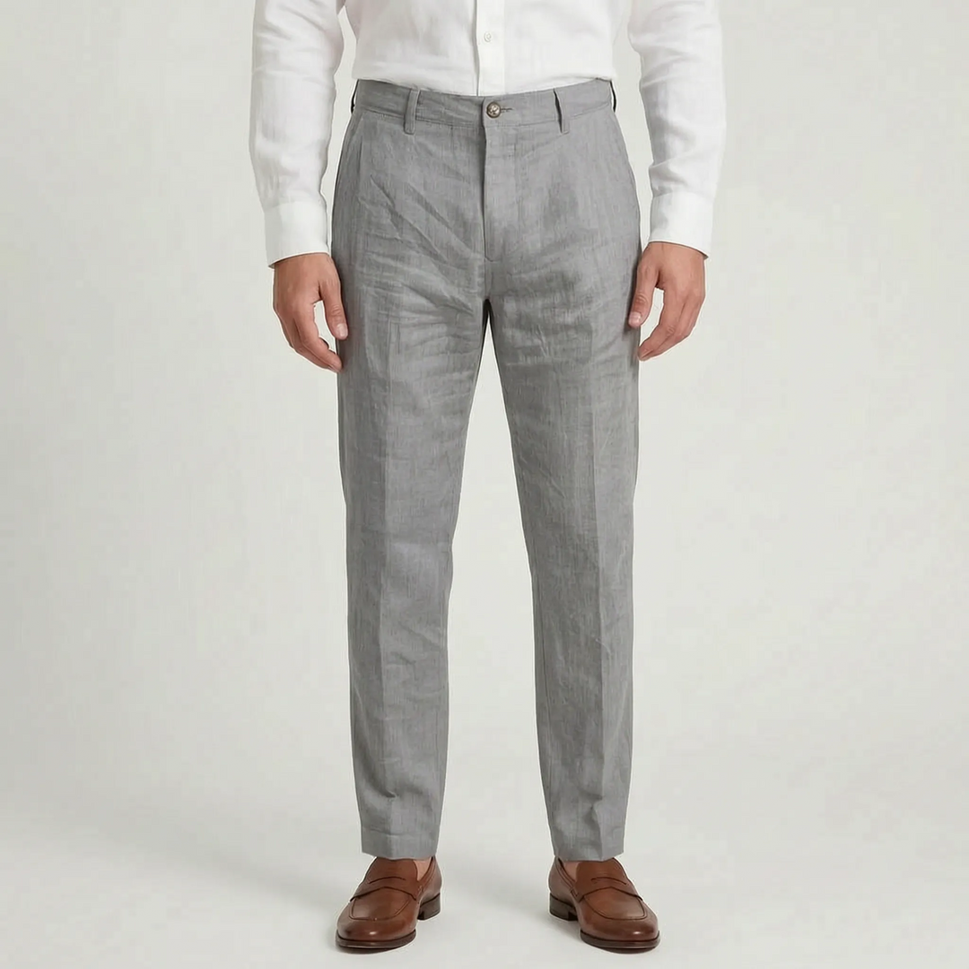 Mid-rise men's comfort pants in a relaxed fit, great for summer office wear & everyday style.