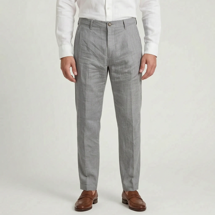 Mid-rise men's comfort pants in a relaxed fit, great for summer office wear & everyday style.