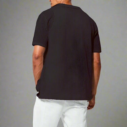 Offshore knit men's button-up shirt, relaxed fit, perfect for casual summer outings.