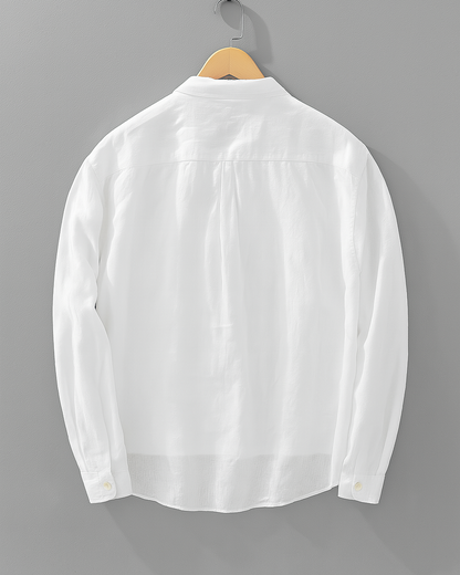 Men's long sleeve popover shirt with a half placket, relaxed fit, ideal for comfortable casual men's fashion.