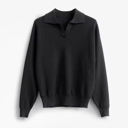 Stylish men's pullover sweater with a relaxed fit and unique collar detail. Great for fall and winter fashion.