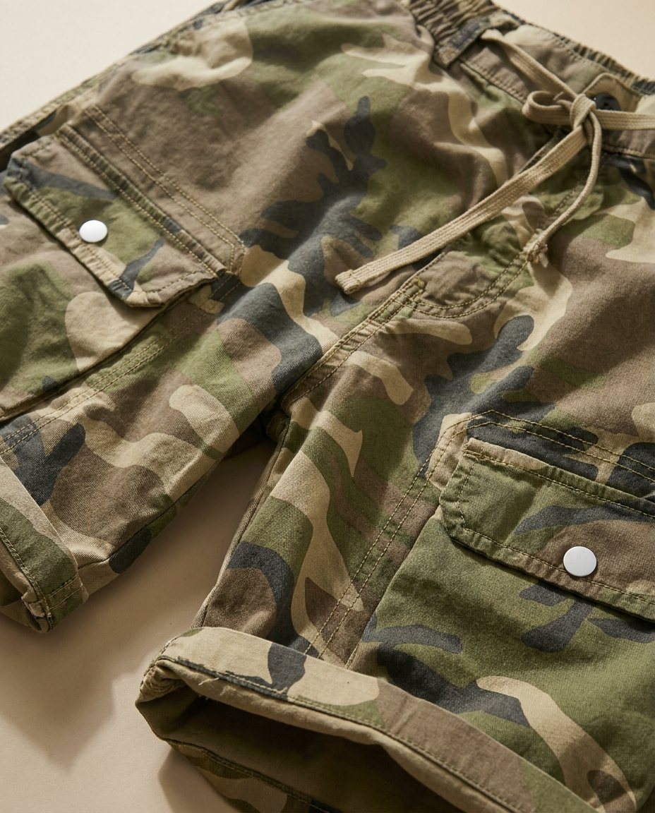Comfortable men's relaxed fit cargo shorts, cotton blend fabric, ideal warm weather wear & everyday casual style.