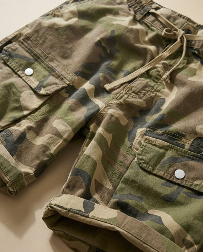 Comfortable men's relaxed fit cargo shorts, cotton blend fabric, ideal warm weather wear & everyday casual style.