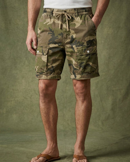 Men's utility cargo shorts with ample pockets, relaxed fit cotton blend for comfort, great for warm weather activities.