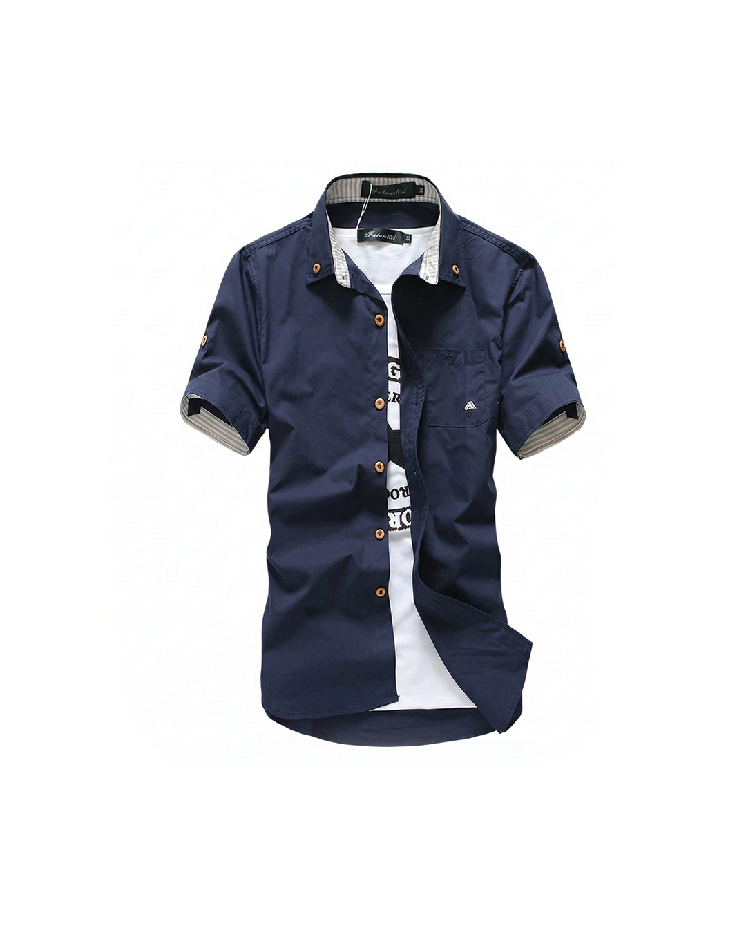 Men's relaxed fit short sleeve button-up cotton shirt, perfect for casual summer style.