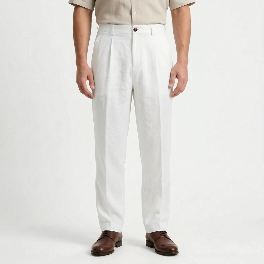 Comfortable men's relaxed fit pants in a light fabric, designed for all-day versatile wear.