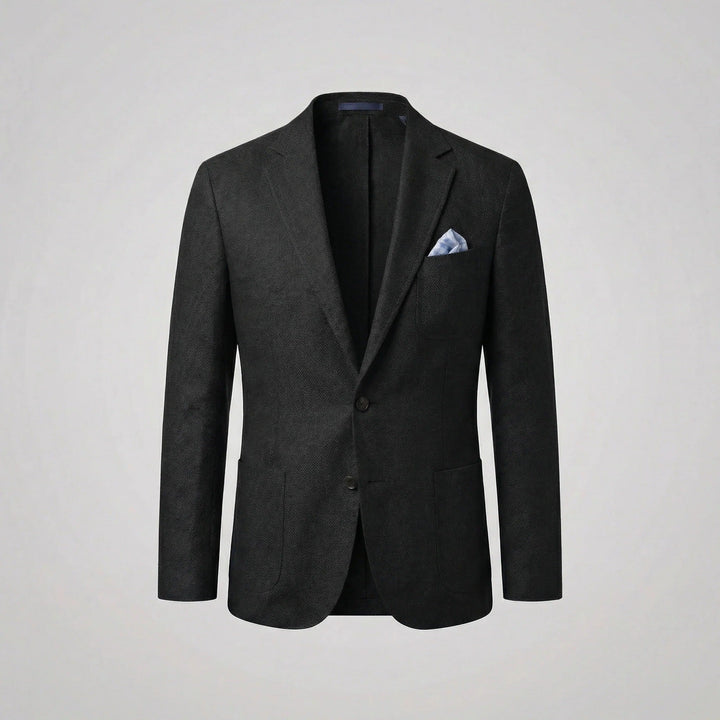 Front view of a men's relaxed fit summer blazer, ideal for smart casual outfits & everyday style.