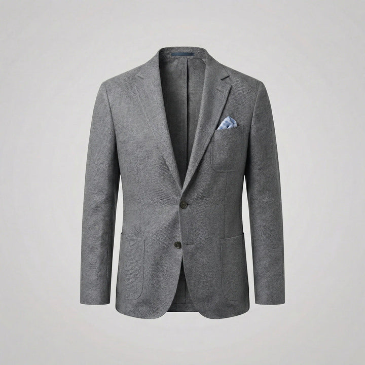 Back view of a breathable men's relaxed fit summer jacket, perfect for casual layering.