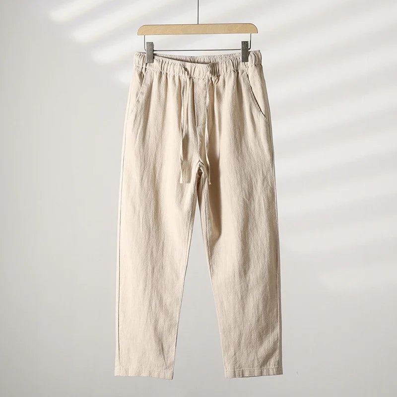Comfortable men's relaxed fit summer trousers, ideal for casual daily wear and warm weather versatility.