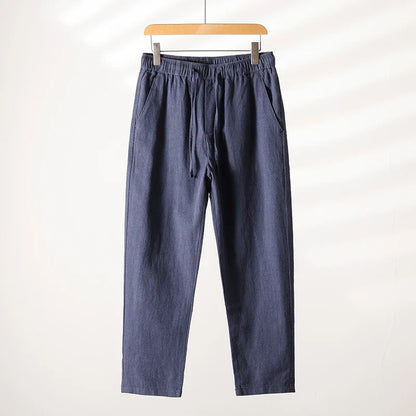 Stylish men's relaxed fit casual pants for summer, offering breathability & comfort for warm days.