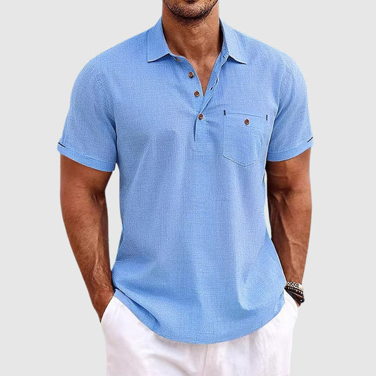 Men's relaxed fit summer polo shirt in classic style, perfect for casual warm weather fashion.