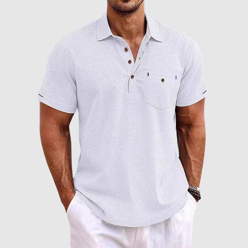 Button-up men's polo shirt, a versatile classic for summer fashion, suitable for casual & smart casual.