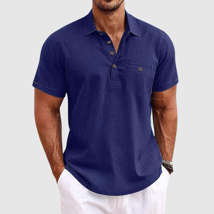 Warm weather men's polo shirt, relaxed fit & short sleeve, great for summer casual and smart casual apparel.