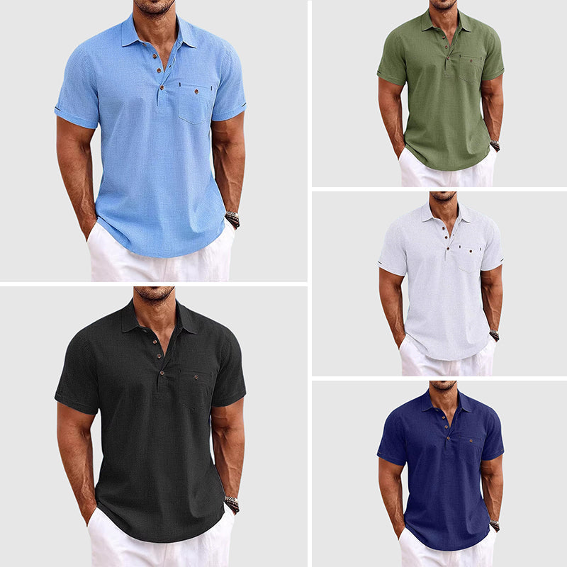 Classic men's short sleeve polo shirt with a relaxed fit, a staple for summer casual & everyday apparel.