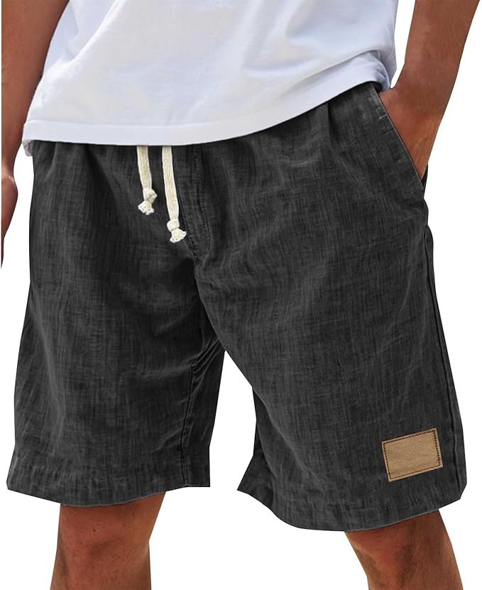 Drawstring waist men's relaxed fit shorts for comfortable summer wear, beach trips, and outdoor activities.
