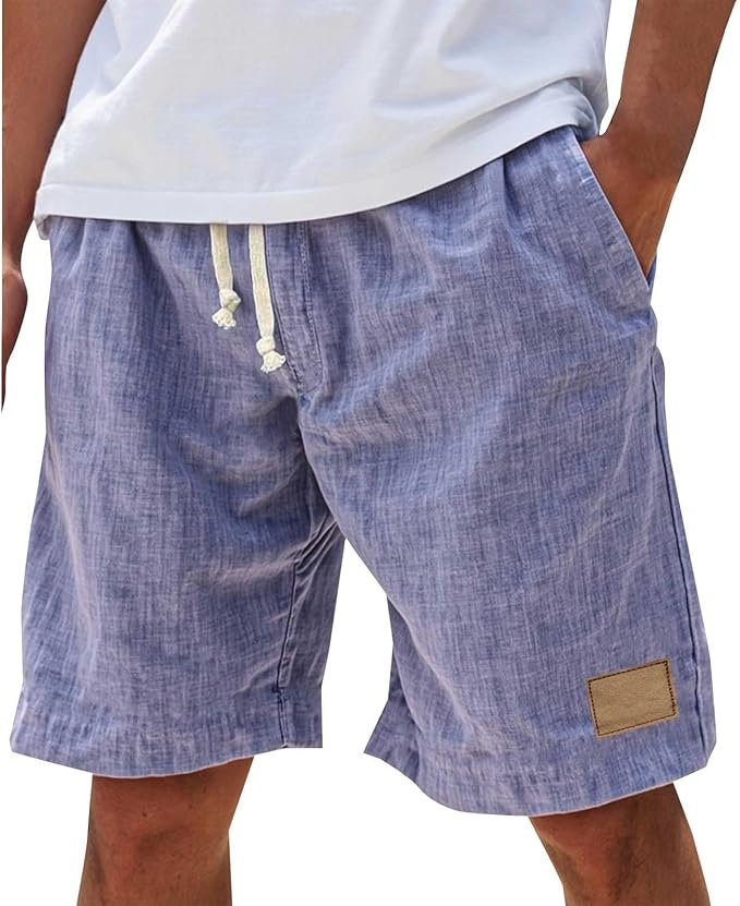 Men's relaxed fit beach shorts with drawstring, ultimate comfort for summer vacations & casual outings.