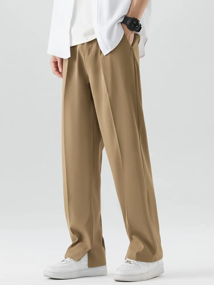 Comfortable men's relaxed fit tapered pants with an elastic waist for flexibility and daily wear.