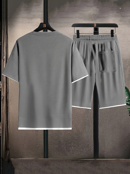 Comfortable men's relaxed fit lounge set. Soft t-shirt and drawstring shorts for ultimate home wear.