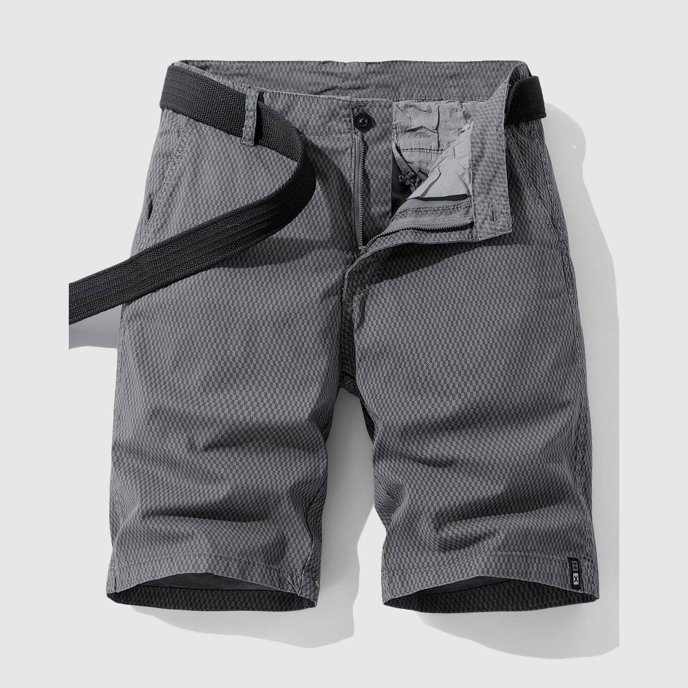 Model showcasing men's relaxed fit urban shorts, ultimate comfort & stylish everyday bottoms for men.