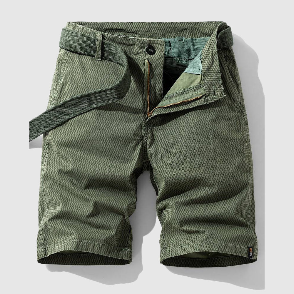 Front view of men's fashionable relaxed fit urban shorts, essential for summer and casual outfits.