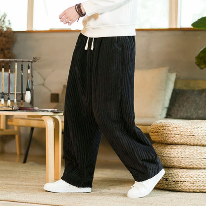 Men's wide leg drawstring pants, relaxed fit for versatile casual & comfortable weekend wear.