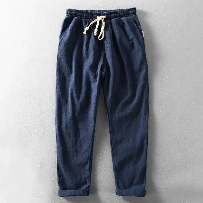 Men's relaxed fit Zen trousers in a neutral tone, perfect for casual everyday comfort and minimalist style.