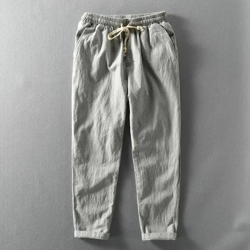 Casual men's relaxed-fit trousers, designed for zen-like comfort and a minimalist fashion statement.
