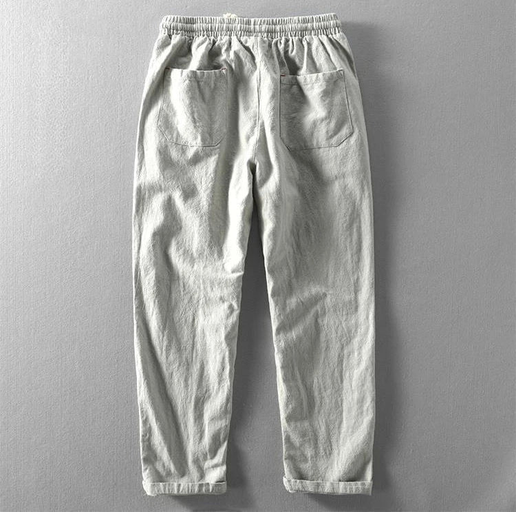 Modern men's relaxed fit trousers, embodying Zen style with everyday comfort and minimalist design.
