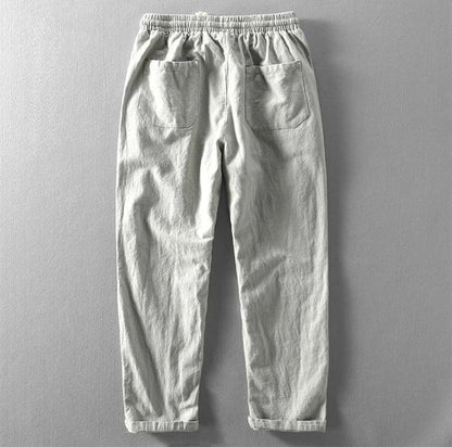 Modern men's relaxed fit trousers, embodying Zen style with everyday comfort and minimalist design.
