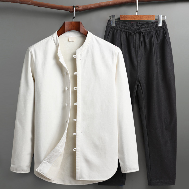 Mandarin collar Kyoto lounge set for men. Comfortable, relaxed fit, ideal for leisure and homewear.
