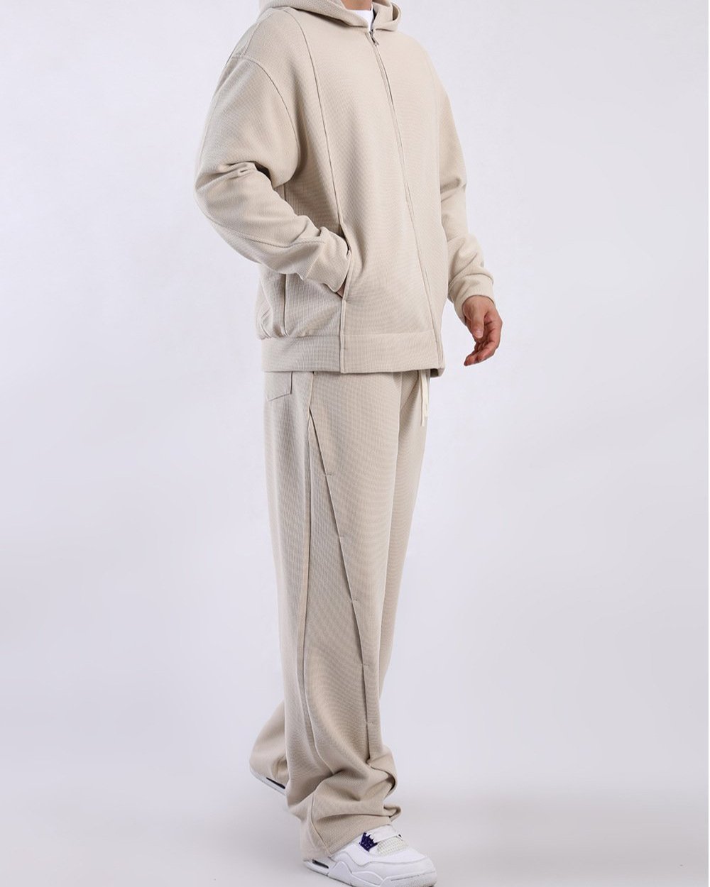 Soft touch men's straight leg waffle knit sweatpants, ideal for casual everyday style & athletic bottoms.