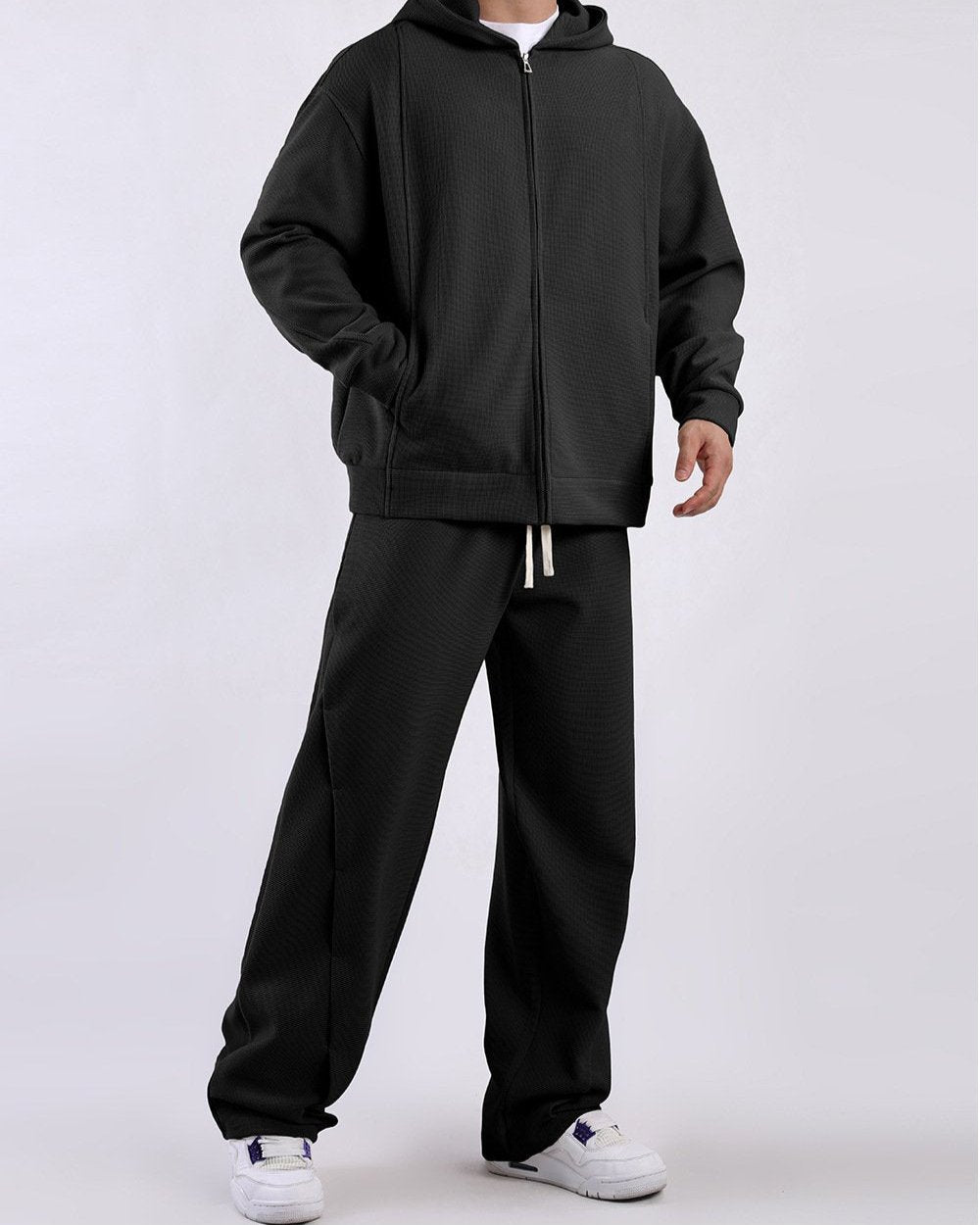 Comfortable men's relaxed fit waffle knit sweatpants, great lounge wear with an elastic waist.